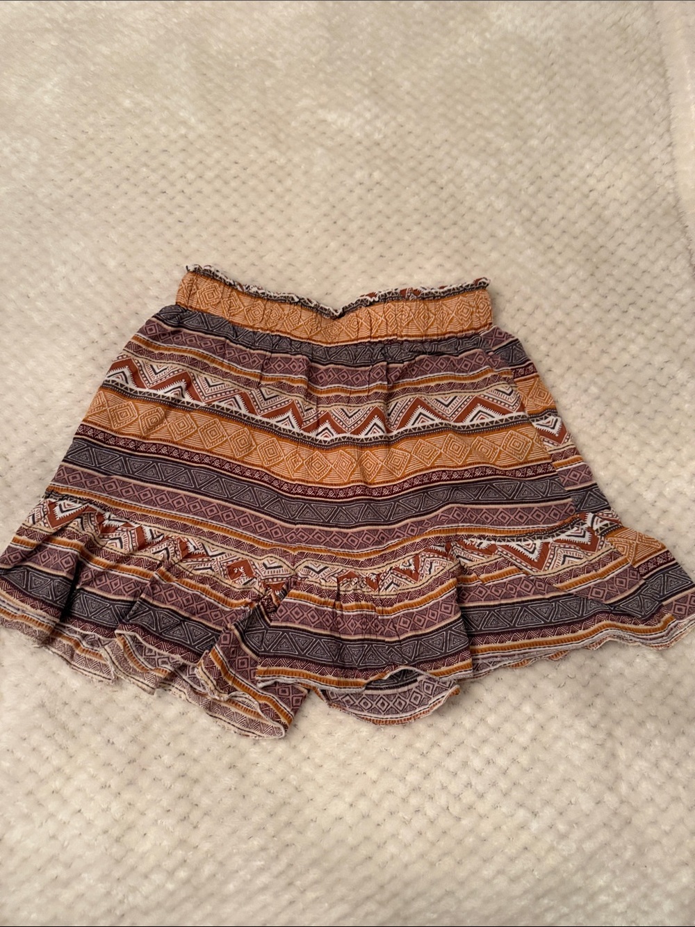 Bohemian Tiered Mini Shorts in Mustard and Purple